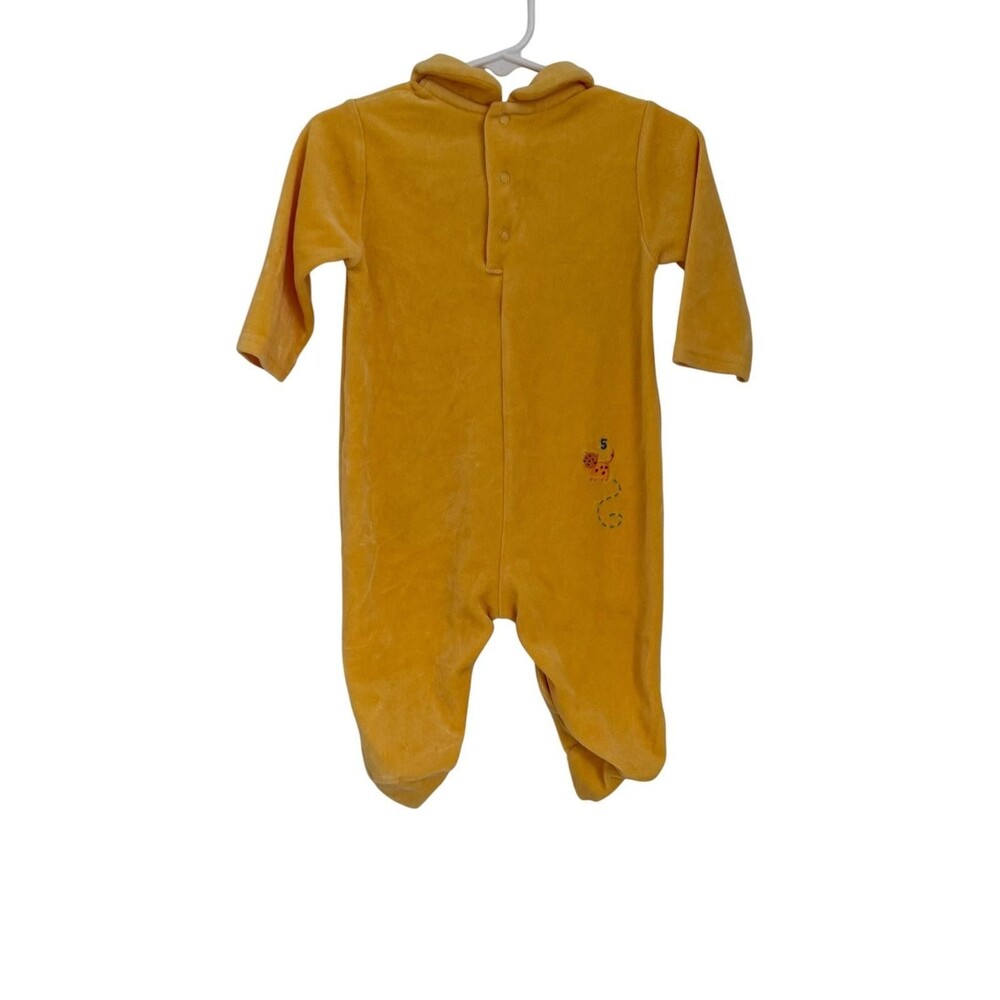 First Impressions Baby Velour Footed Romper 6-9M Yellow Safari Animals Vintage